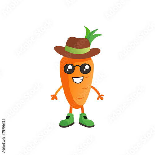cartoon carrots vegetable mascot character in funn