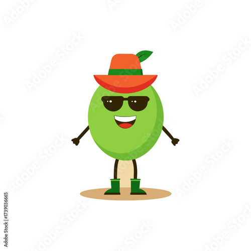 cartoon christmas melon fruit mascot character in 
