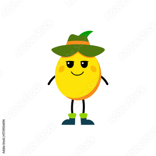 cartoon citron fruit mascot character in funny and