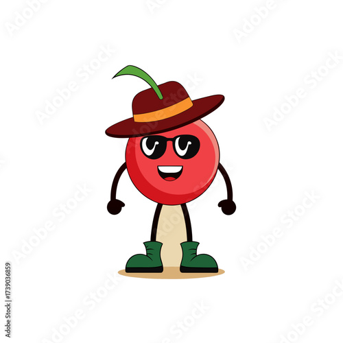cartoon cornelian cherry fruit mascot character in
