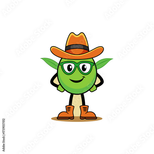 cartoon damiana herb mascot character in funny and
