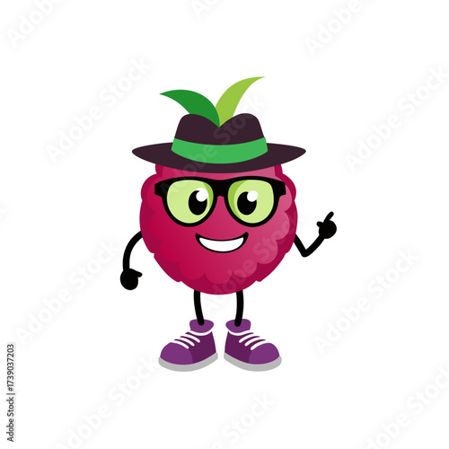 cartoon dewberry fruit mascot character in funny a