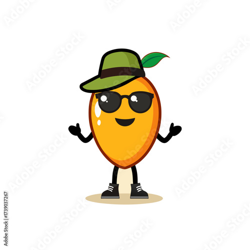 cartoon early gold mango fruit mascot character in