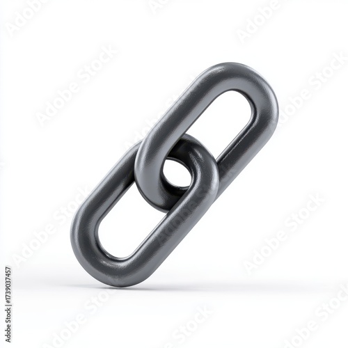 Interlocked Metallic Grey Chain Links on White Background