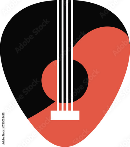 Guitar Pick Icon With Strings Art