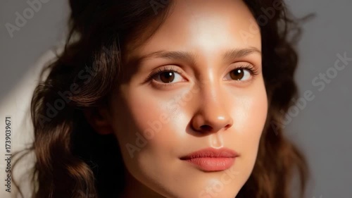 Wallpaper Mural A close-up portrait of a woman with glowing skin and natural beauty, exuding confidence and serenity, capturing the essence of self-care and self-love. Torontodigital.ca