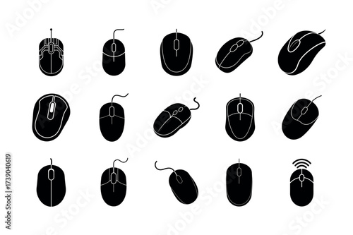 Computer Mouse Icons Collection – High-Quality Peripheral Clipart for Design & Branding