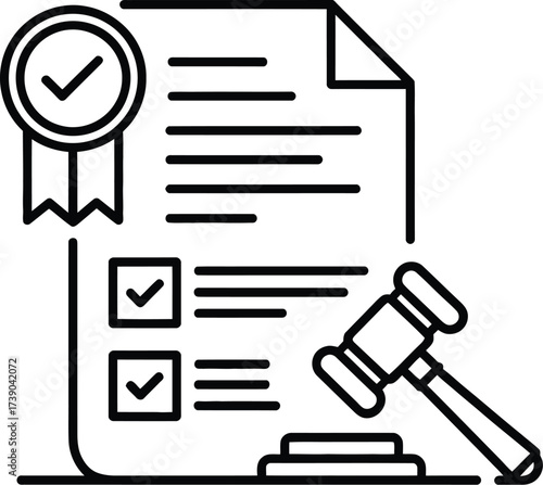 Legal document law agreement contract compliance approval icon