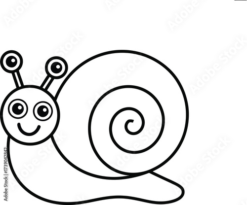 Vector art of cute snail with a shell drawing