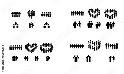 People icons group teamwork unity heart shape vector illustration
