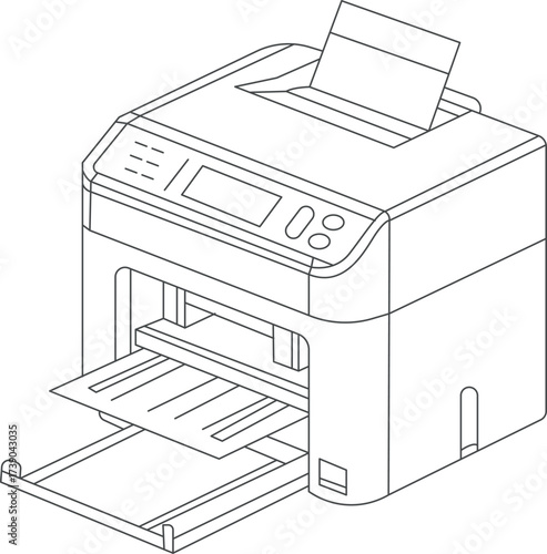 Digital printer machine line art vector