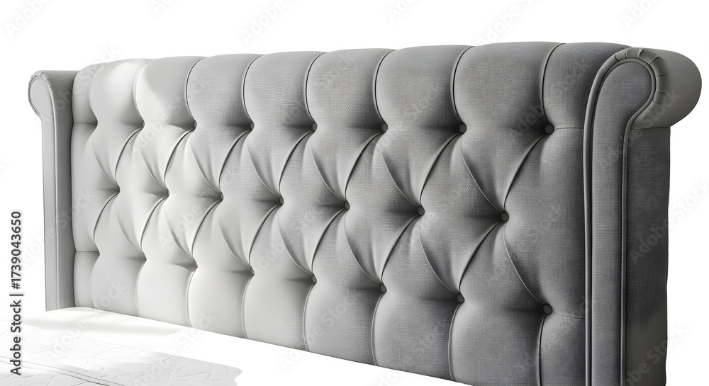 Obraz premium Luxurious upholstered headboard with tufted design in a modern bedroom setting