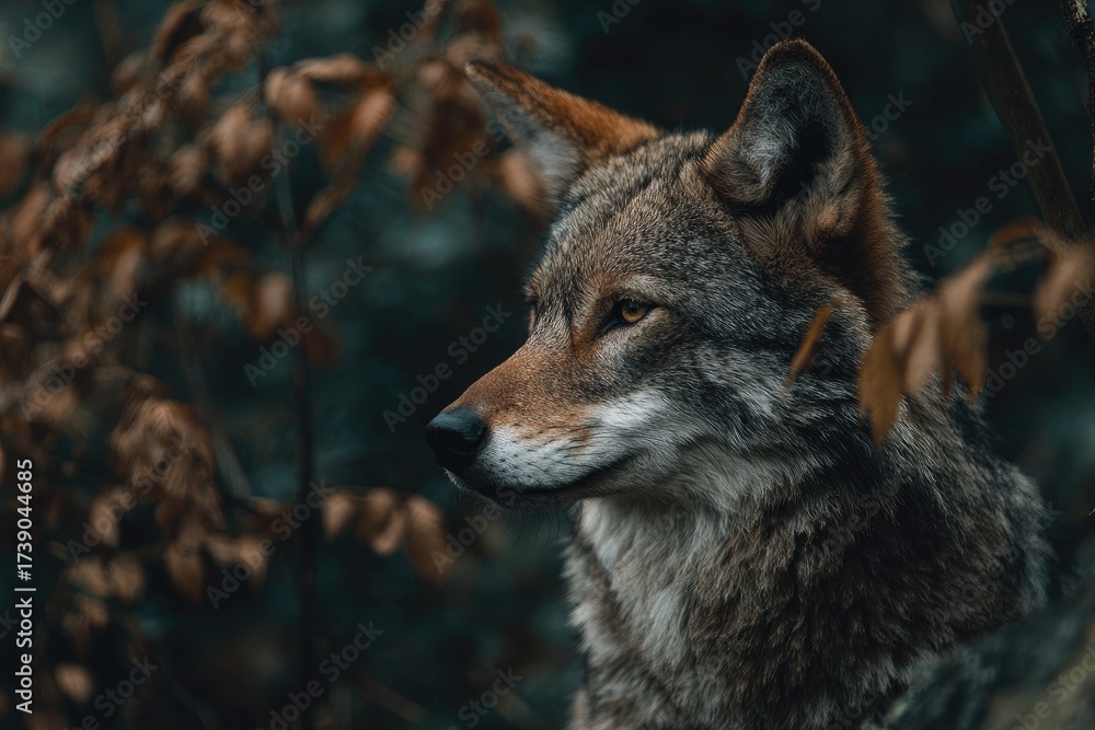 Fototapeta premium Close-up of a coyote in a forest