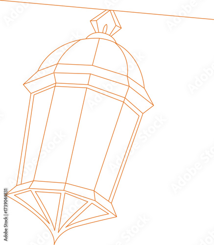 Ramadan lantern lamp line art vector