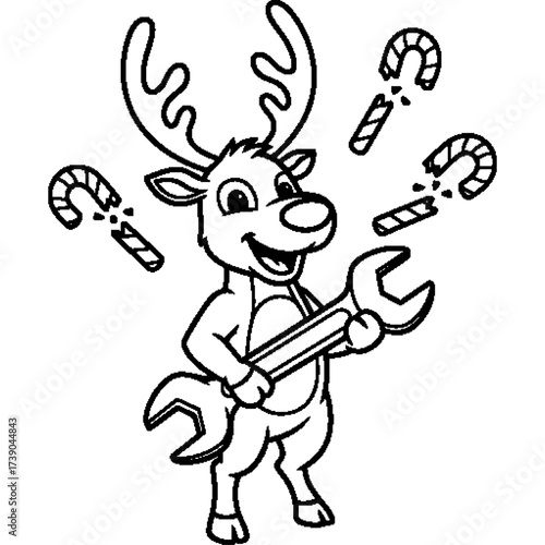 Wallpaper Mural Santa's helper reindeer is seen as a mechanic, which is a great page to color. With a wrench in hand and a broken candy cane, this character will add a different level of fun to the holidays. Torontodigital.ca