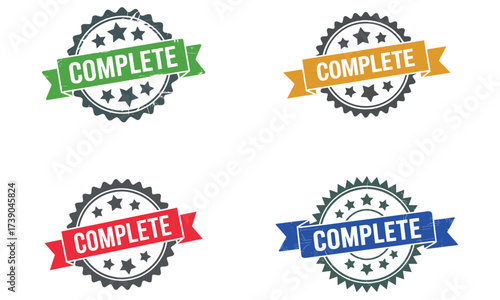 Complete task success achievement badge vector illustration
