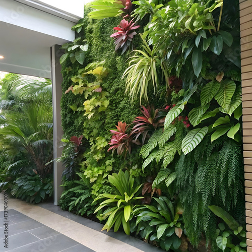 Wallpaper Mural Lush green vertical garden a vibrant display of diverse tropical and temperate Torontodigital.ca
