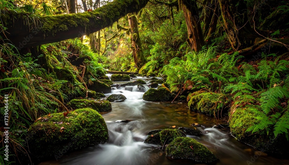 Obraz premium Lush forest stream