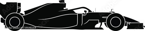 Sleek black formula one race car isolated on white background, representing speed and cuttingedge technology