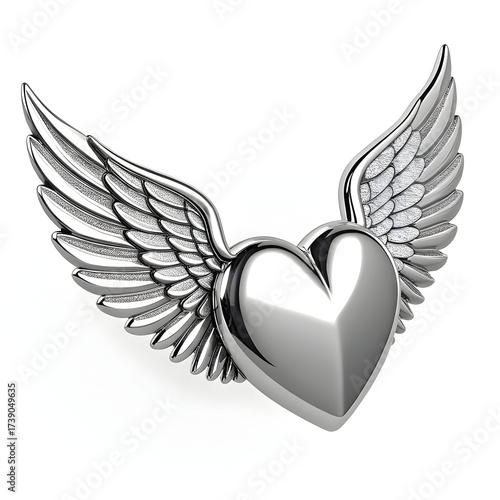 Wallpaper Mural Chrome heart with wings a symbol of love and freedom Torontodigital.ca