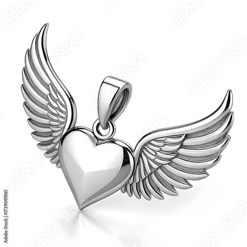 Chrome heart with wings a symbol of love and freedom