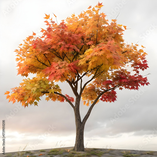 Autumnal tree a 3d render of a small tree with vibrant fall foliage