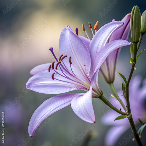 A stunning lavender lily blossom