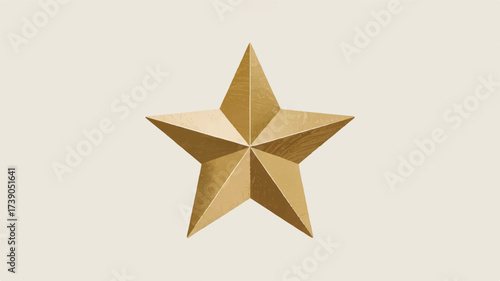 A simple, minimalist illustration of a five-pointed star in metallic gold color against a pure white background. 