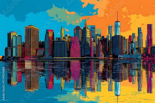 pop art style skyscraper illustration