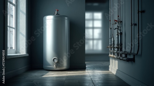 Installing a traditional hot water tank in a standard basement residential space home improvement project modern design perspective