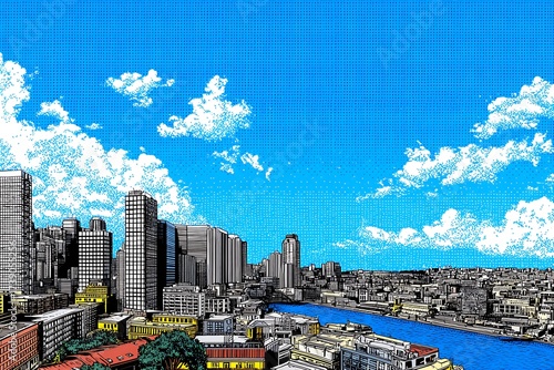 pop art style skyscraper illustration