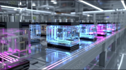 Wallpaper Mural QPU. Quantum Processing Unit. Quantum Computing. Hardware Design. Superconducting Circuits. Future Technology. Colorful futuristic devices on a sleek laboratory counter. Torontodigital.ca