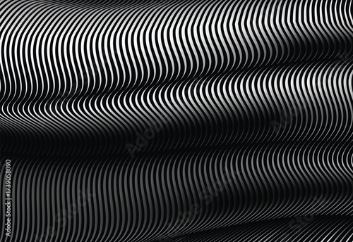 Wallpaper Mural Black and White Optical Illusion Pattern with Wavy Lines Abstract Flowing Texture Design Torontodigital.ca