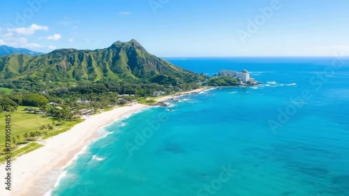 Wallpaper Mural Stunning Aerial View of Hawaii Oahu Island With Diamond Head and Pacific Ocean Torontodigital.ca