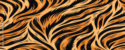 Wild tiger skin vectand illustration showcasing striped animal fur texture, ideal fand wallpaper backgrounds, fabric patterns, and tile projects.