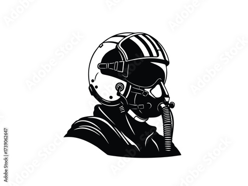 vector illustration of a fighter pilot with a white background
