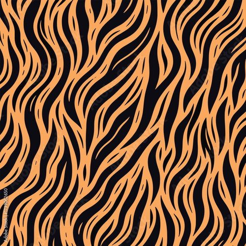 Wild tiger skin vectand illustration featuring striped animal fur texture background, perfect fand wallpaper murals, fabric prints, tiles, and artistic backgrounds.