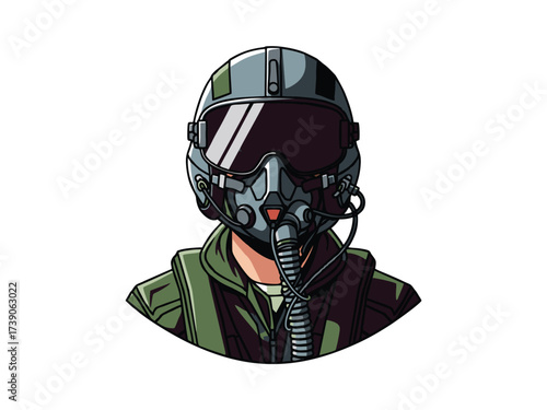 vector illustration of a fighter pilot with a white background
