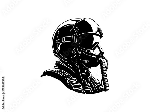 vector illustration of a fighter pilot with a white background