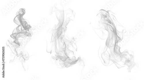 Foto Three wisps of smoke isolated on transparent background for creative projects