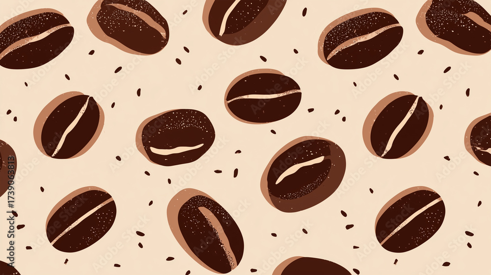 Obraz premium フラット調コーヒー豆の反復模様