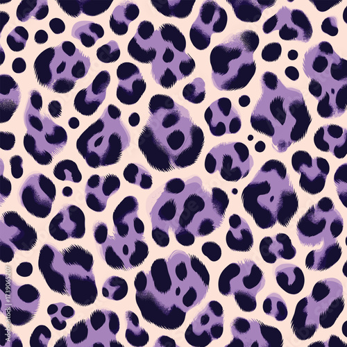 Modern purple leopard print texture background with animal skin design ideal for creative textiles, wallpaper design, stylish decor, and fashion accessories.