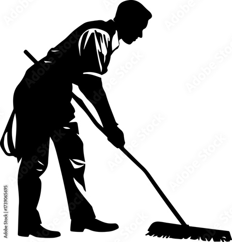 job, labor, silhouette, broom, cleaner, cleaning, hat, hygiene, man, sweeping, tool, street, traditional, barefoot beach, manual labor, men at work, street cleaner