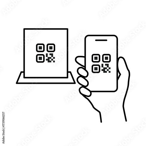 QR code recognition by smartphone. Icon for scanning QR code with smartphone
