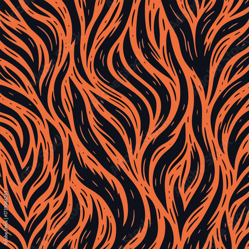 Wild tiger skin vectand illustration featuring striped animal fur texture background, perfect fand wallpaper, fabric, tile surfaces, and creative designs.
