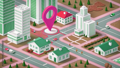 city map with pointer