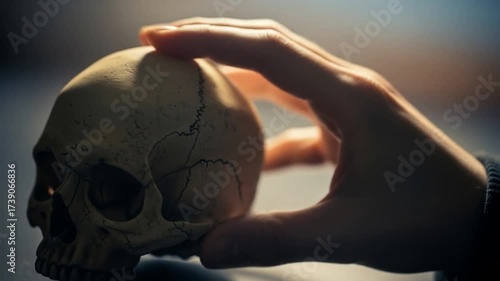 Memento Mori - Hand and Skull Contemplation on Mortality.
