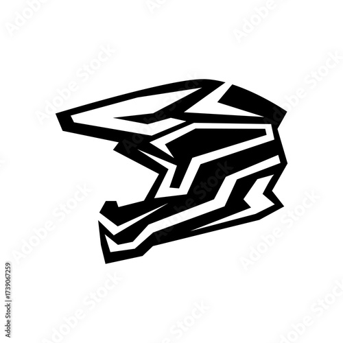 Supermoto Motocross helmet logo design template emblem badge.	
