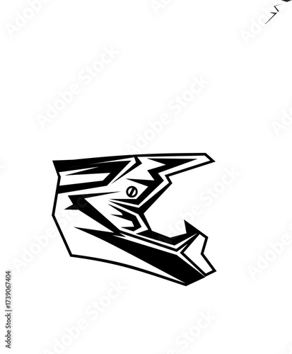 Supermoto Motocross helmet logo design template emblem badge.	
