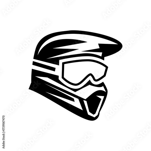 Supermoto Motocross helmet logo design template emblem badge.	
